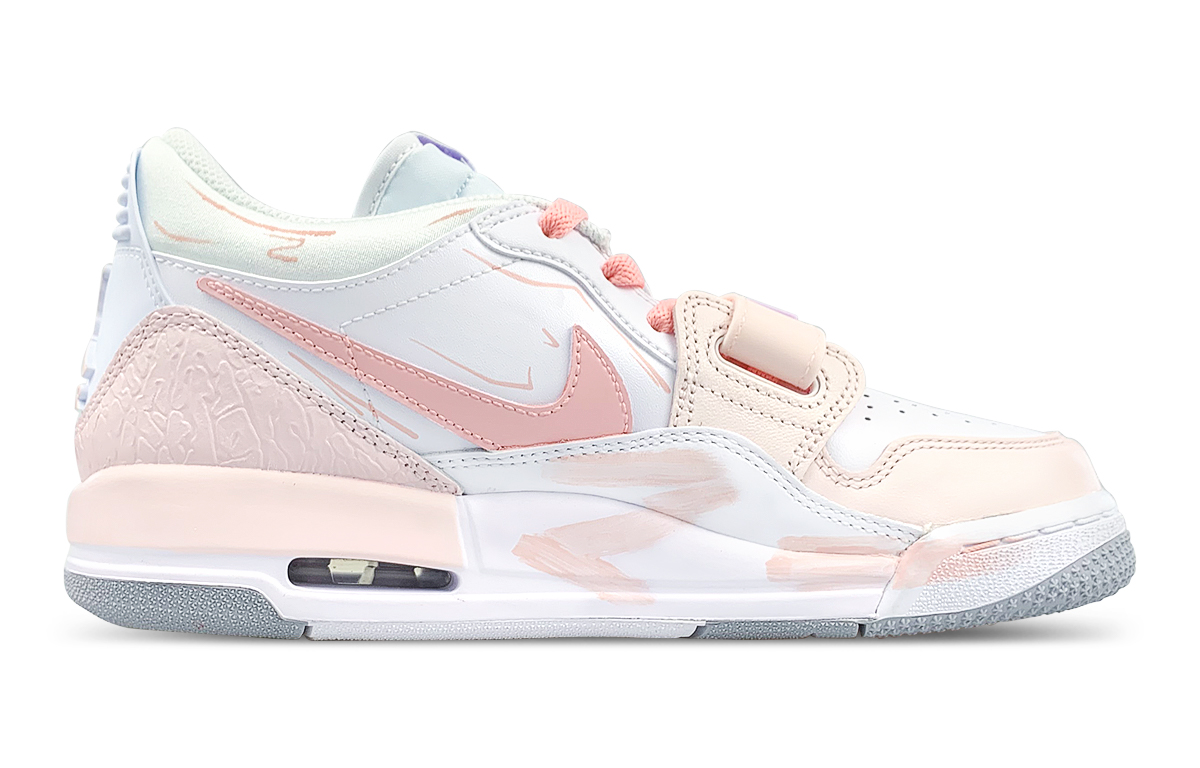 Jordan Legacy 312 Slip Resistant Abrasion Resistant Low top Vintage Basketball Shoes Women’s White Pink