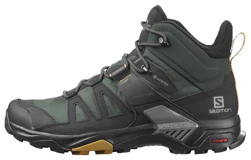 SALOMON X Ultra 4 Abrasion Resistant Mid top Mountaineering Hiking Shoes Men's Black Green