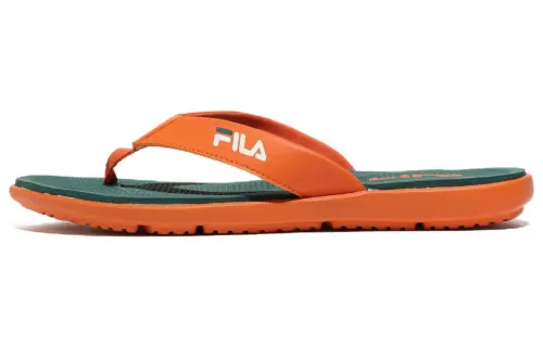 FILA Slicksong V2 Slip Resistant Abrasion Resistant Flip Flops Unisex Orange Green Korean Style