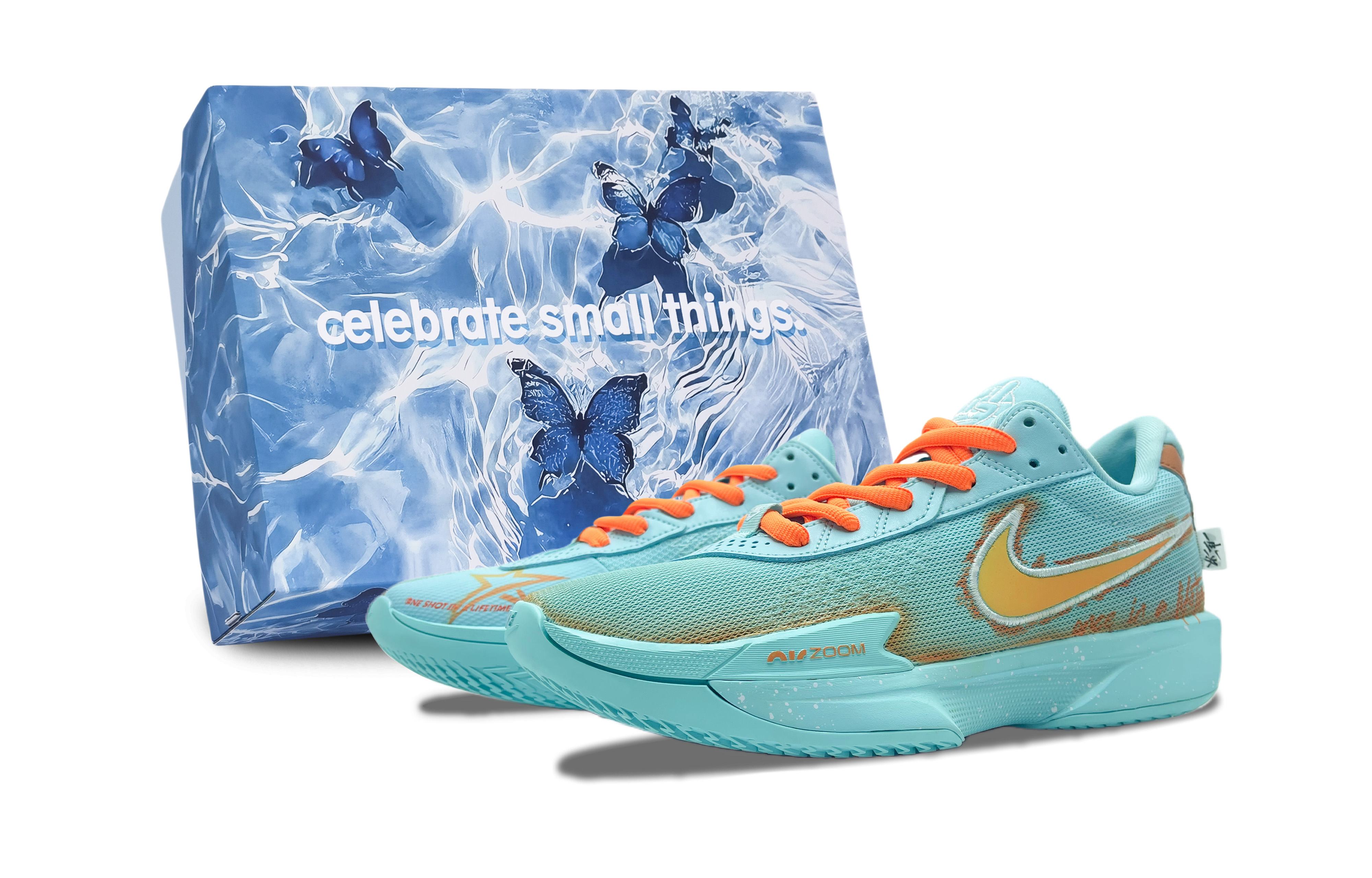 Nike Air Zoom G.T. Cut Academy Cushioning, Wear Resistant Low top Basketball Shoes Unisex Blue Orange