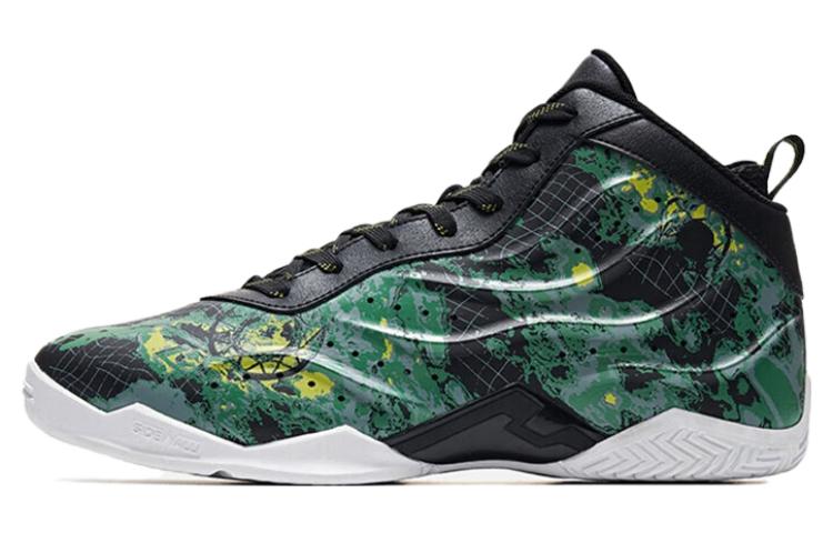 QIAODAN Slip Resistant Abrasion Resistant Mid top Basketball Shoes Men’s Black