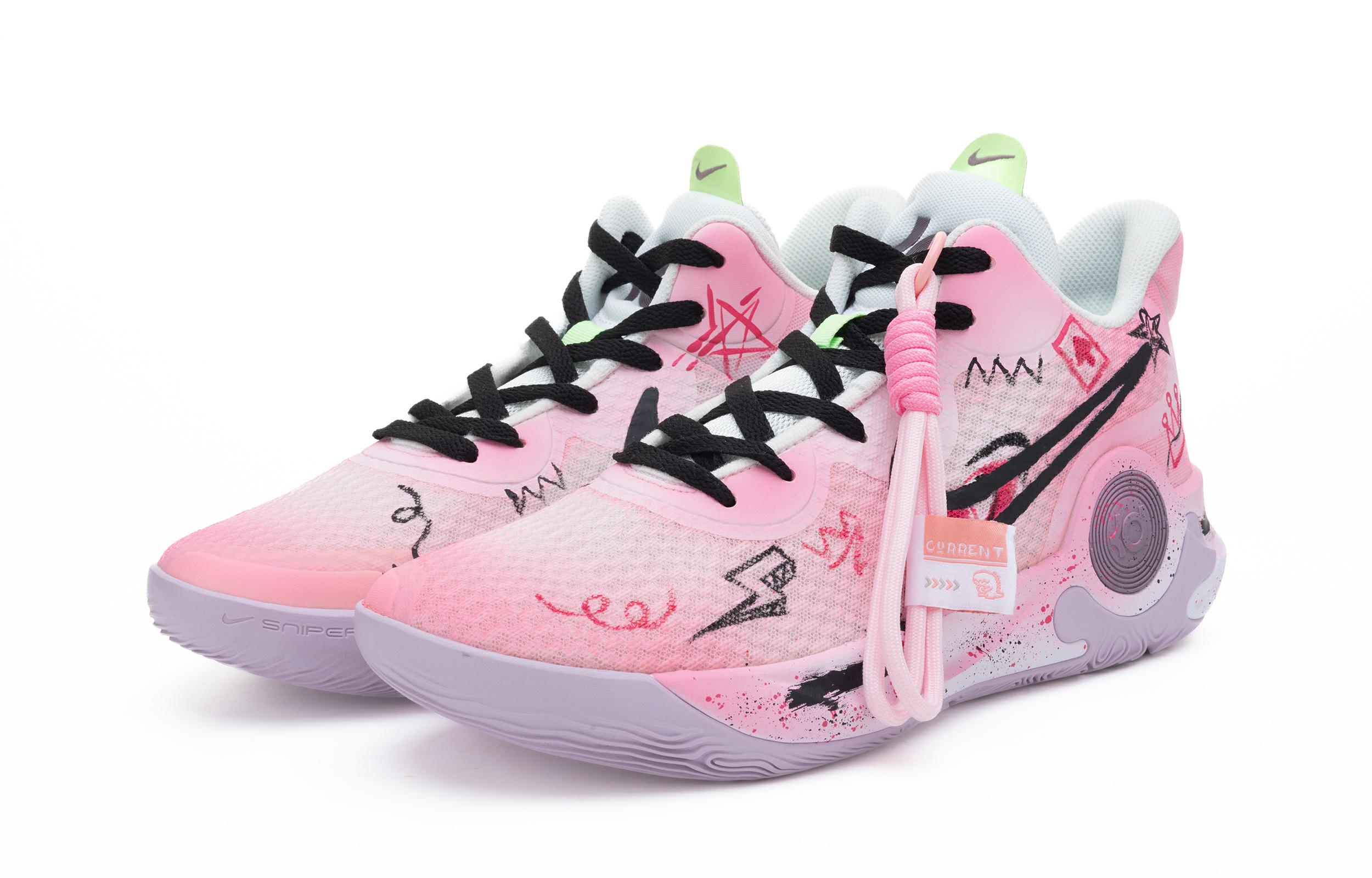 Nike KD Trey 5 IX Pink Hacker Hand Drawn Graffiti Slip Resistant Abrasion Resistant Mid top Vintage Basketball Shoes