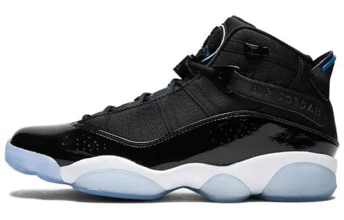 Jordan Air Jordan 6 Rings Mesh Patent Leather Nylon Six Crown Slam Dunk Non-slip Lightweight High Top Retro Basketball Shoes Men's Black