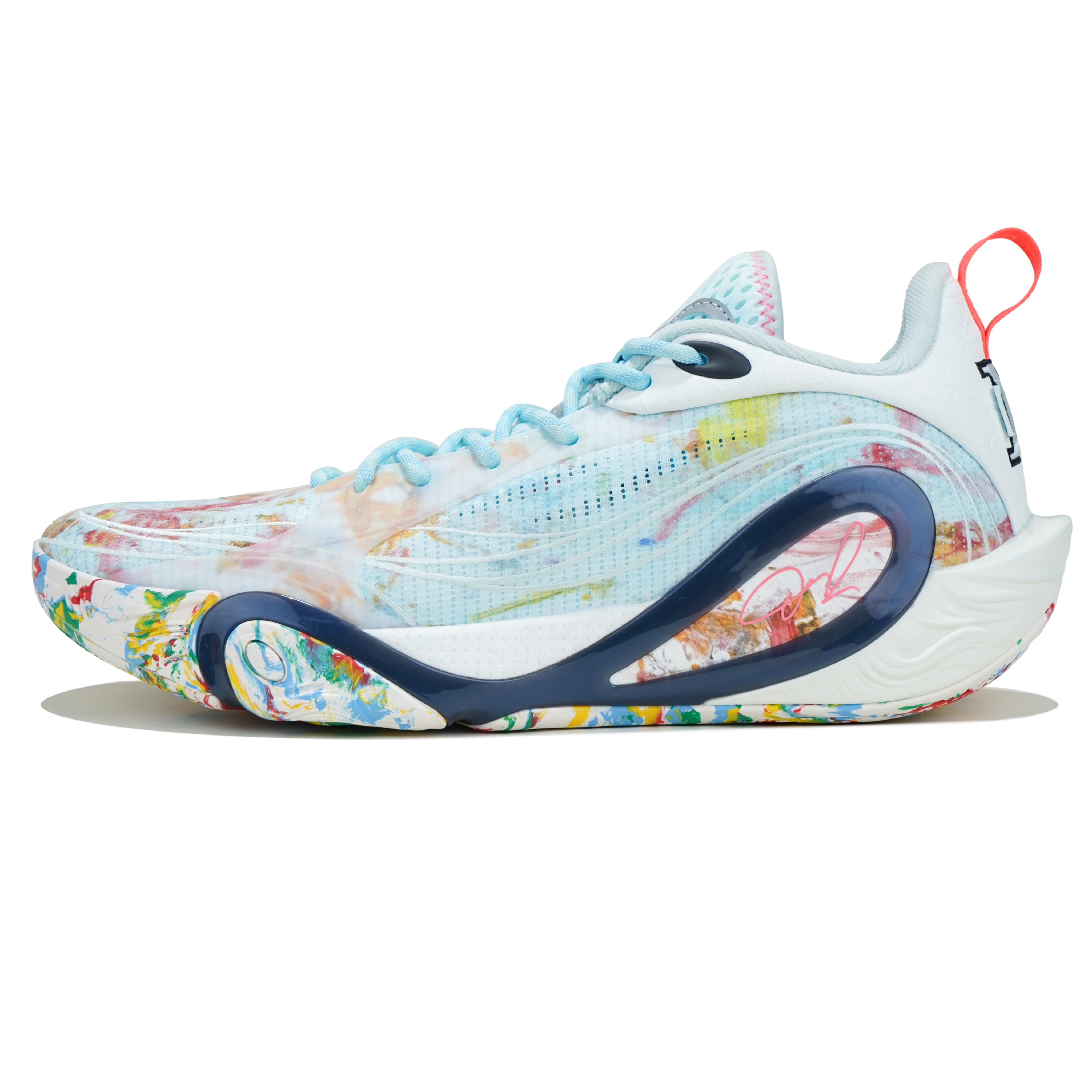 Li Ning Cushioning Slip Resistant Abrasion Resistant Low top Basketball Shoes Men’s Blue Pink Mismatched