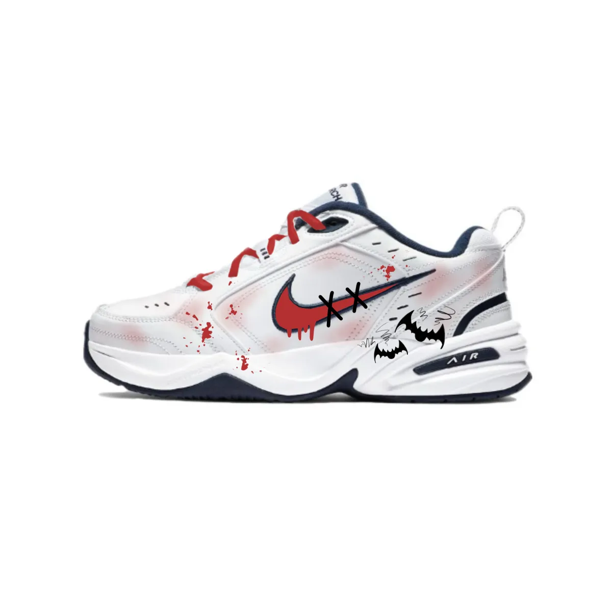 Nike Air Monarch 4 Slip Resistant, Abrasion Resistant, Height Increasing Low top Chunky Sneakers Unisex Red Black White