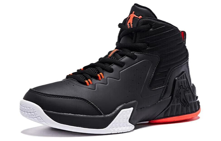 QIAODAN Grinding 1 Fleece Lined Comfortable Game Ready High top Basketball Shoes Men’s Black Orange
