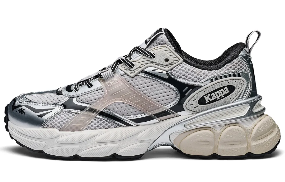 Kappa Back to Back Slip Resistant Abrasion Resistant Low top Chunky Sneakers Unisex Silver