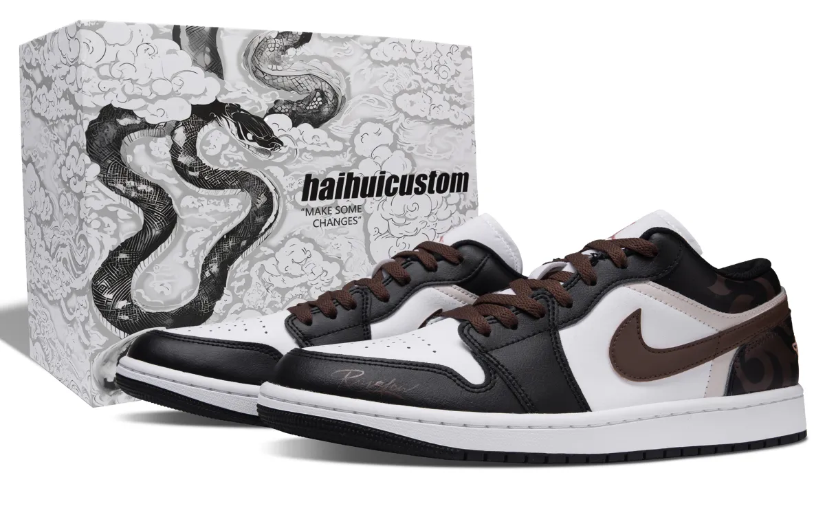 Jordan Air Jordan 1 Santalum Album Misty Rain Abrasion Resistant Low top Vintage Basketball Shoes Unisex Black Brown