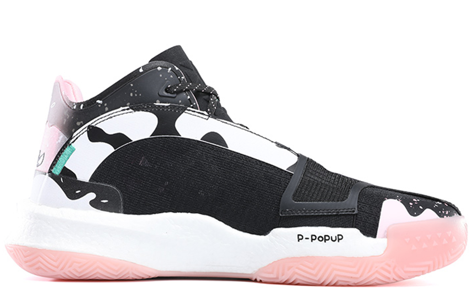 PEAK State Extremely Large Triangle 1.0 Basketball Shoes Men’s Mid Top Black/All White/Pink