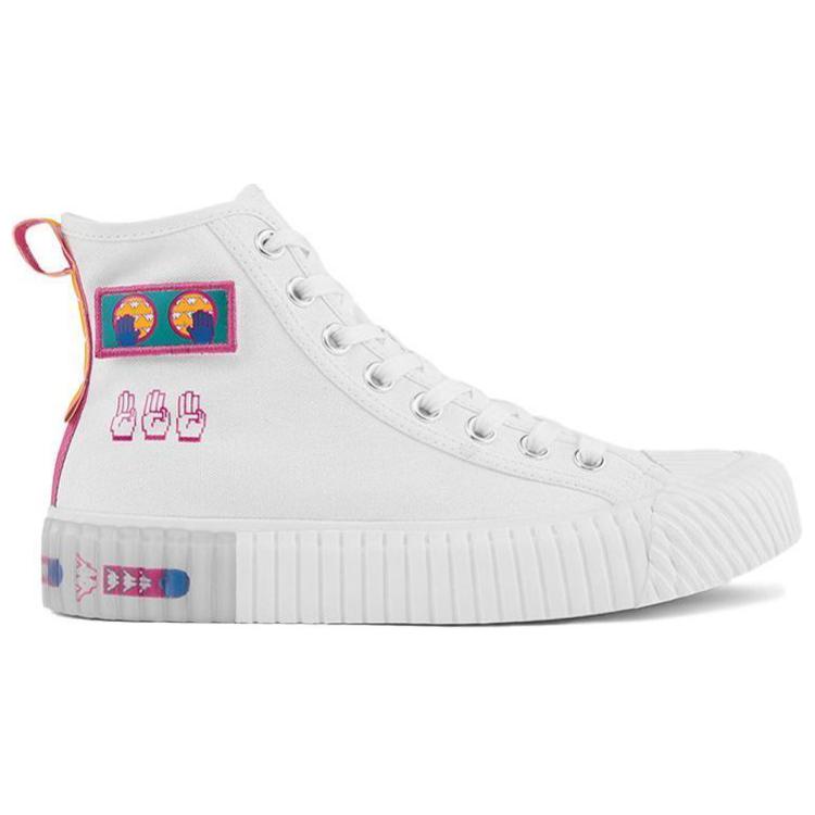 Kappa Slip Resistant Abrasion Resistant High top Canvas Shoes Unisex White