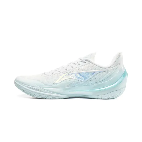 Li Ning Liren 5 V2 Cow Split Leather Low top Basketball Shoes Men's White Blue