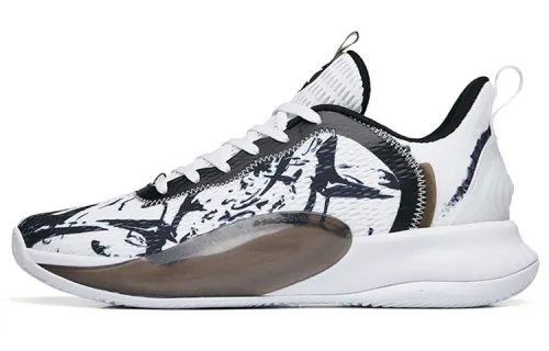 Anta Light Cavalry 5 Cushioning Anti-Slip Wear-Resistant Breathability Low-Top Basketball Shoes Men's White Black