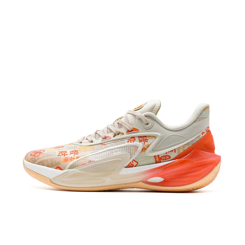 XTEP Slip Resistant Abrasion Resistant Support Low top Basketball Shoes Men’s White Red Yellow