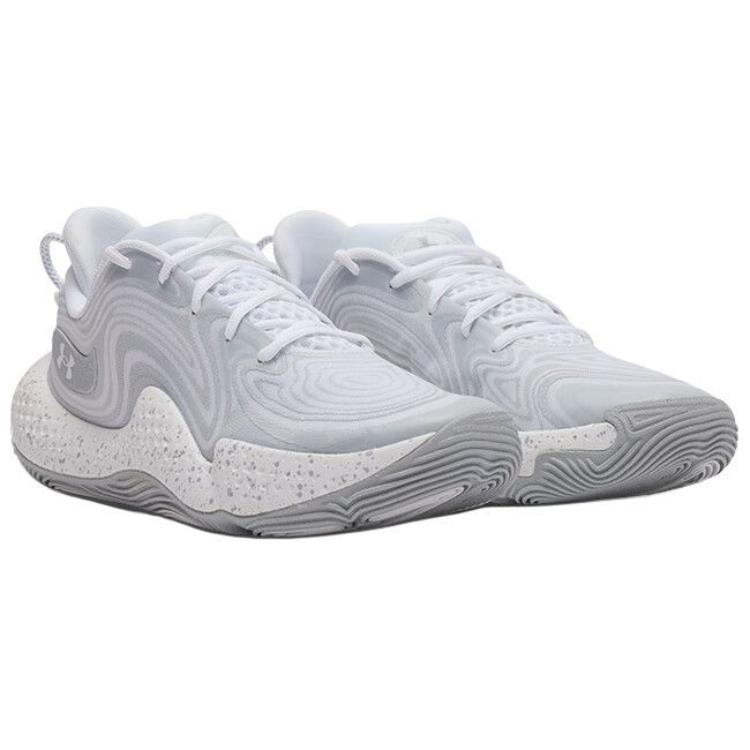 Under Armour Spawn 6 Slip Resistant Abrasion Resistant Low top Basketball Shoes Unisex White