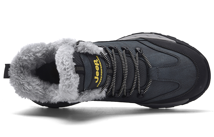 Jeep Fleece Lined Collection Thickened Cushioning Abrasion Resistant Coverage Support Thermal Mid top Outdoor Shoes
