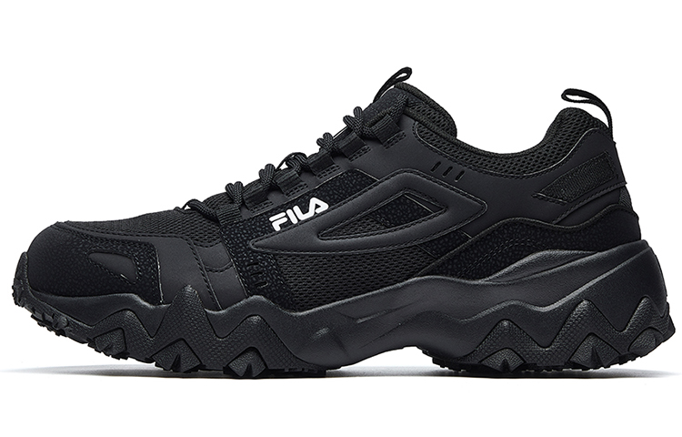 FILA Oakmont Textile, Synthetic Leather Lace Up Abrasion Resistant Low top Chunky Sneakers Men's Black
