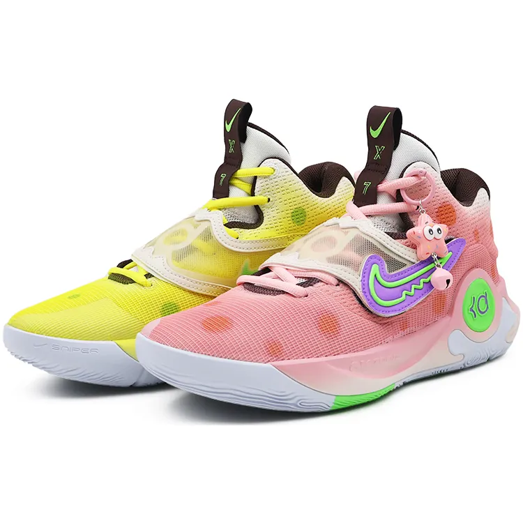 Nike KD Trey 5 X EP Abrasion Resistant Low top Basketball Shoes Men's Pink Yellow Mismatched