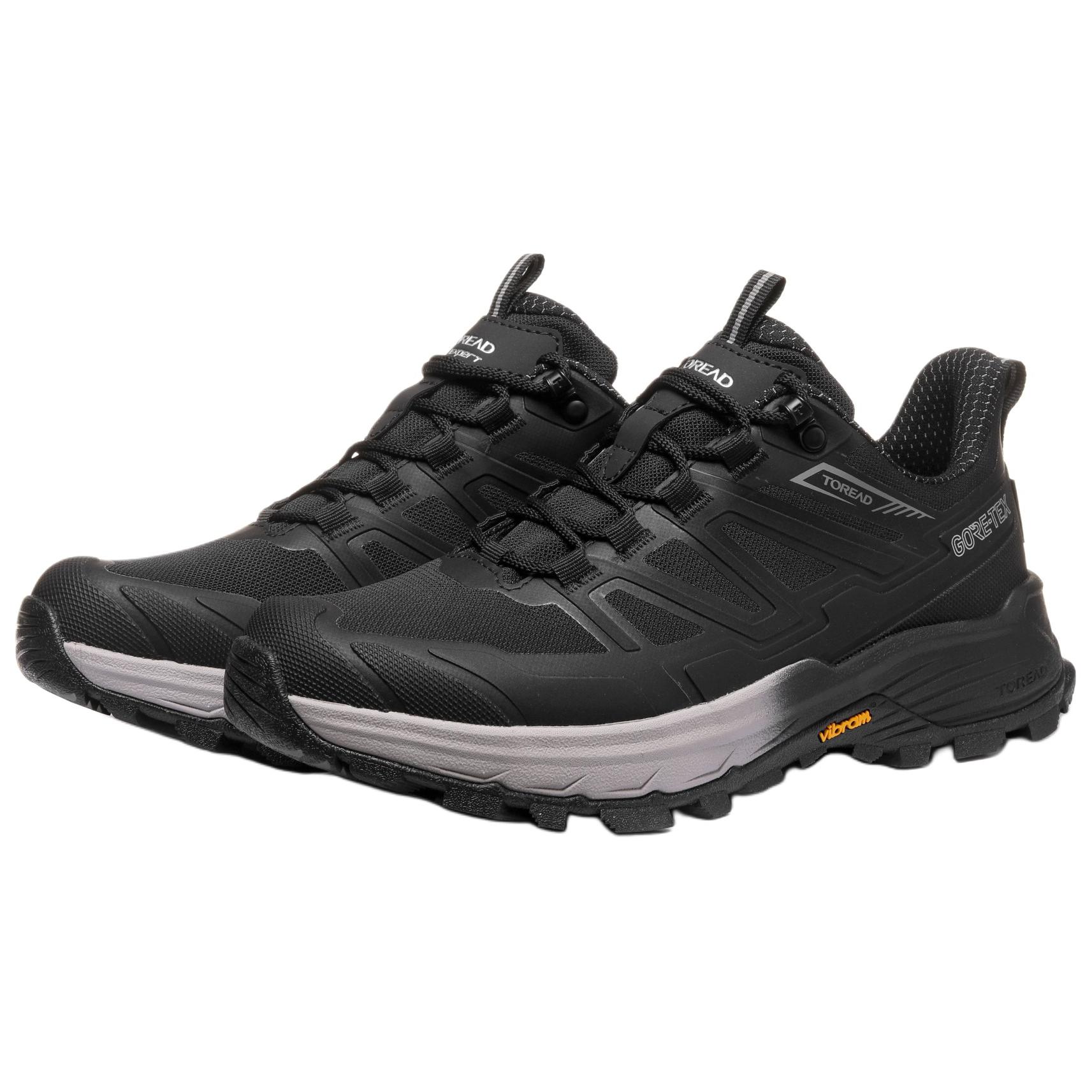 TOREAD Cushioning Abrasion Resistant Waterproof Slip Resistant Low top Mountaineering Hiking Shoes Women’s Black Gray