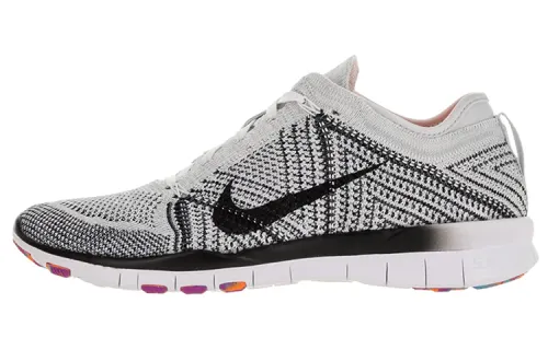Nike Free Tr Trainer Flyknit Low Top Running Shoes Black/White/Gray Women's