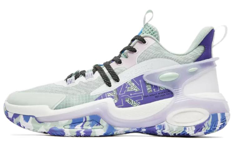 QIAODAN Q KUNGFU Cushioning Slip Resistant Abrasion Resistant High top Basketball Shoes Men’s Blue Green
