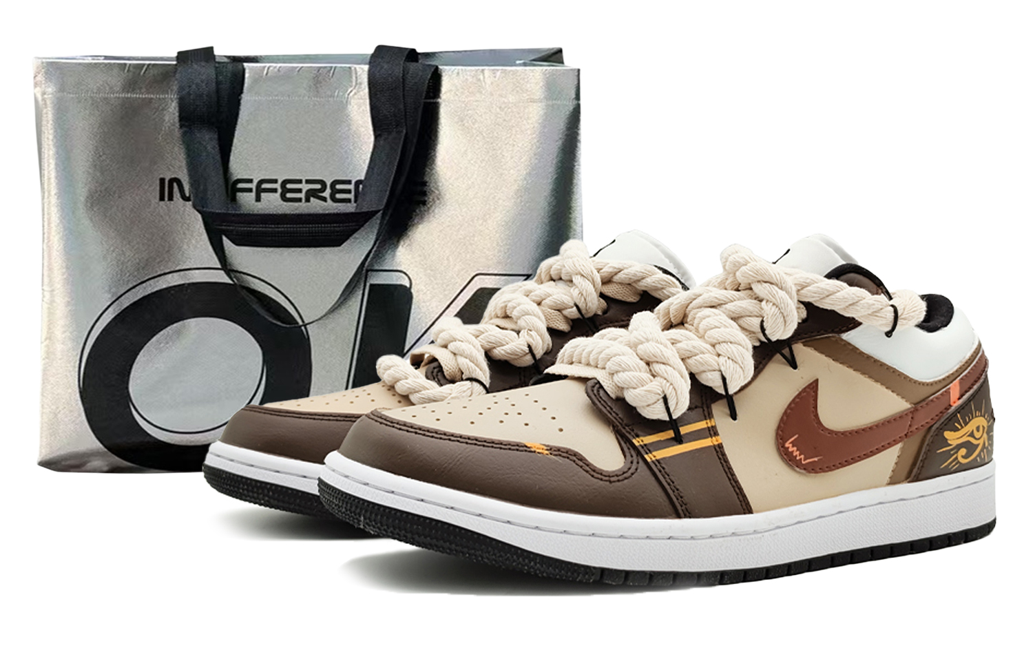 Jordan Air Jordan 1 'Panda Low top Vintage Basketball Shoes Women's Beige Brown
