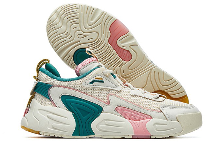 FILA Swarm Swirl Swarm Fabric Low top Vintage Basketball Shoes Women’s Beige Pink
