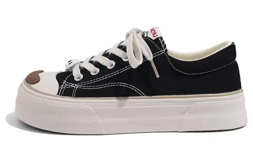 HUANQIU Abrasion Resistant Lightweight Height Increasing Low top Canvas Shoes Women's Black