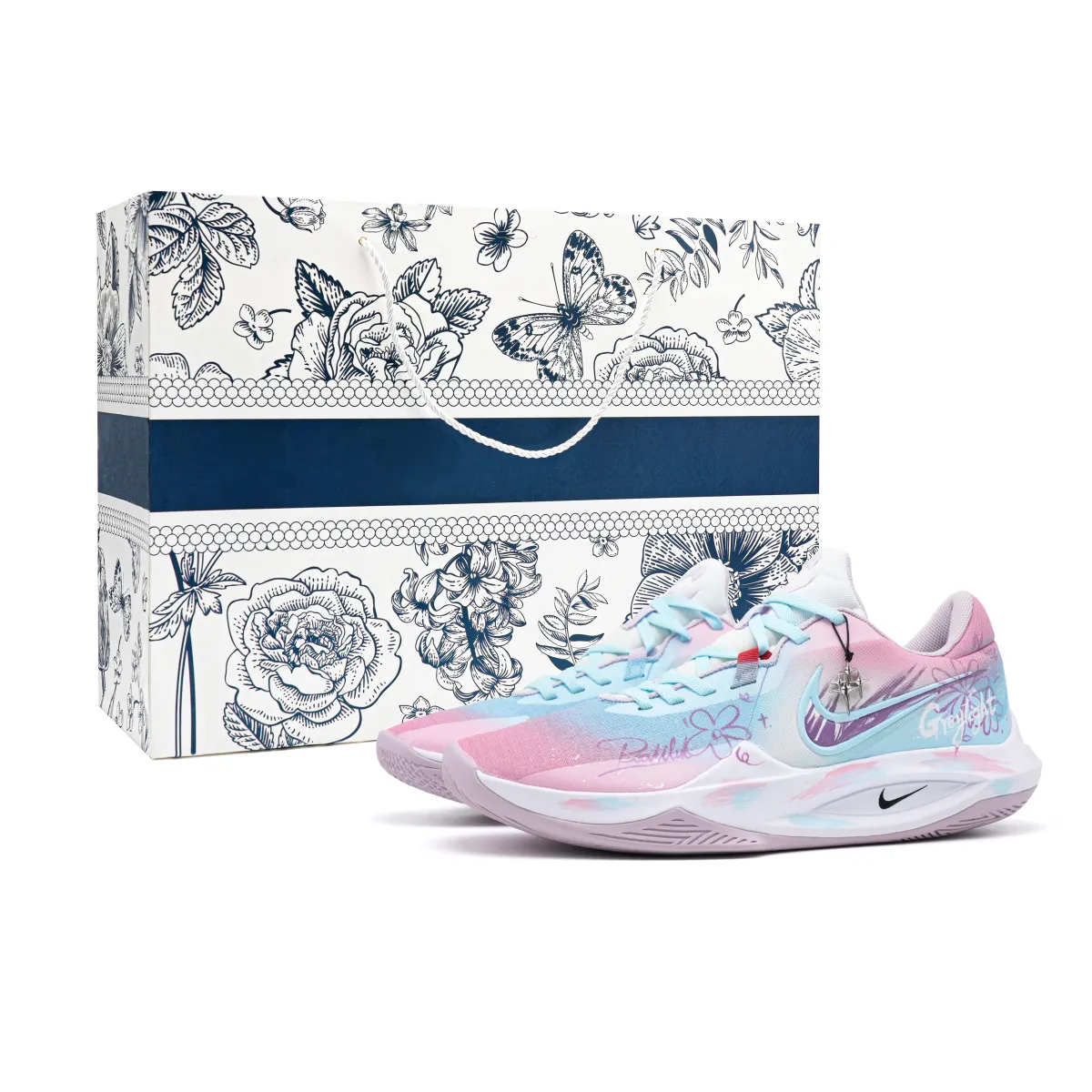 Nike Precision 6 Cherry Blossoms Mesh Cushioning Slip Resistant Abrasion Resistant Low top Basketball Shoes Men's