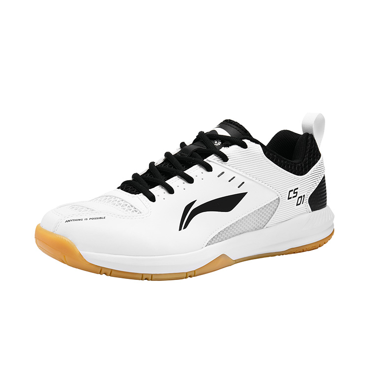 LiNing Feather Shock Absorbers Slip Resistant Abrasion Resistant Breathable Low Top Badminton Shoes Unisex White Black