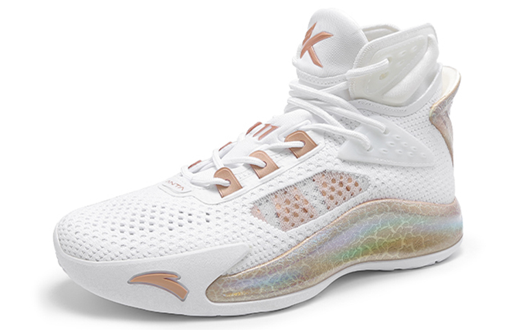 Anta Thompson KT5 Have Fun Fabric Slip Resistant Abrasion Resistant Support High top Basketball Shoes Men’s White Gold