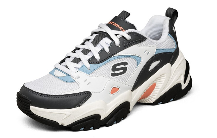 Женские кроссовки Skechers Stamina V2 (бело-черные) — Белый / чёрный — фото 3