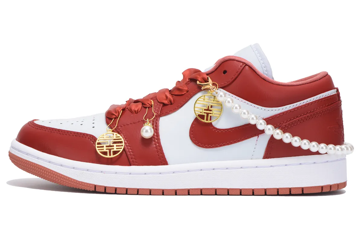 Jordan Air Jordan 1 Slip Resistant Coverage Low top Vintage Basketball Shoes Women's True Red