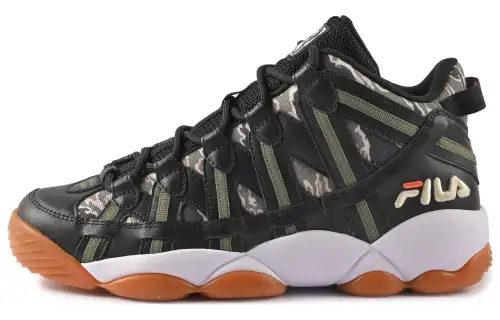 FILA Spaghetti Stack House Mid top Basketball Shoes Men's Black Gray