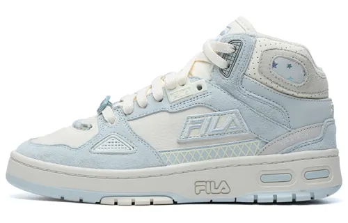 FILA FUSION Fila trendy brand Teratach comfortable shock-absorbing and wear-resistant mid-top retro basketball shoes women's light blue
