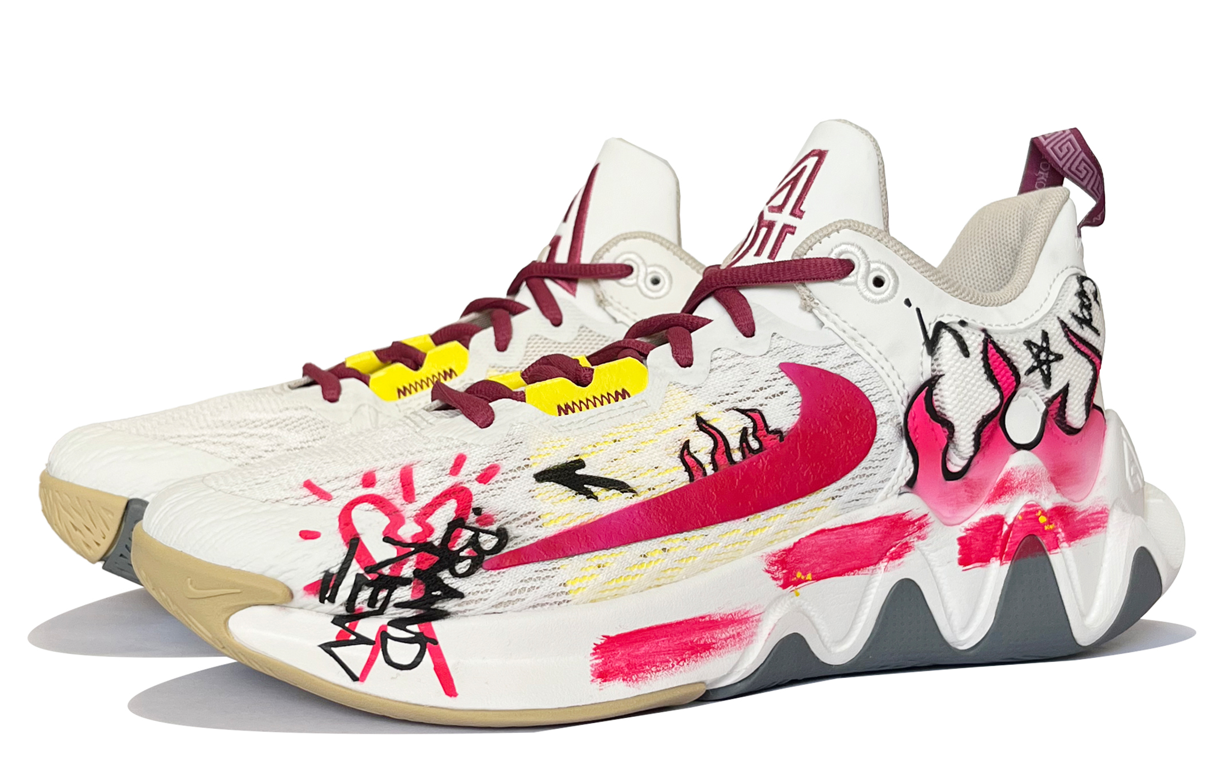Nike Giannis Immortality 2 Pink Flame Cushioning Lightweight Low top Basketball Shoes Unisex Pink White