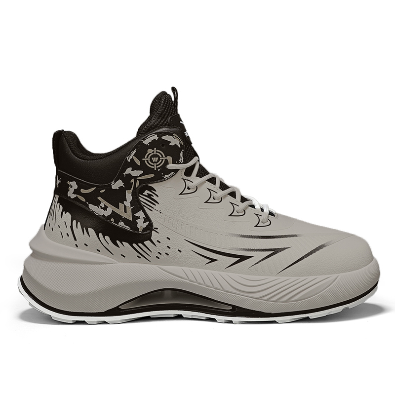 Warrior Cushioning Abrasion Resistant Height Increasing Mid top Basketball Shoes Men’s Gray Black