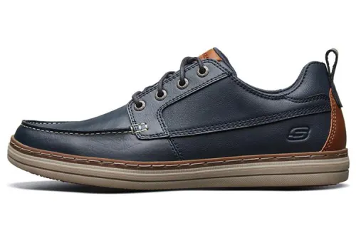 Skechers Casual Leather Shoes Men's Low Top Blue