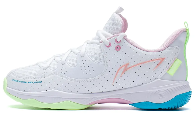 Li Ning Halberd 3 Ⅲ LITE Textile, Synthetic Leather Comfortable Low top Badminton Shoes Unisex White Pink