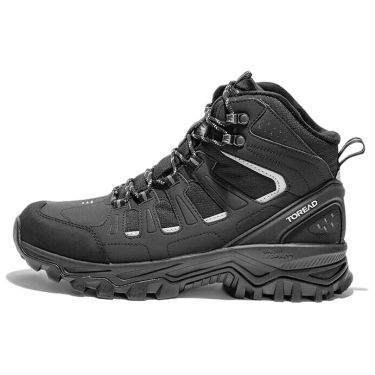 TOREAD Outdoor Fleece Lined Sports Slip Resistant Thermal High top Mountaineering Shoes Men’s Black