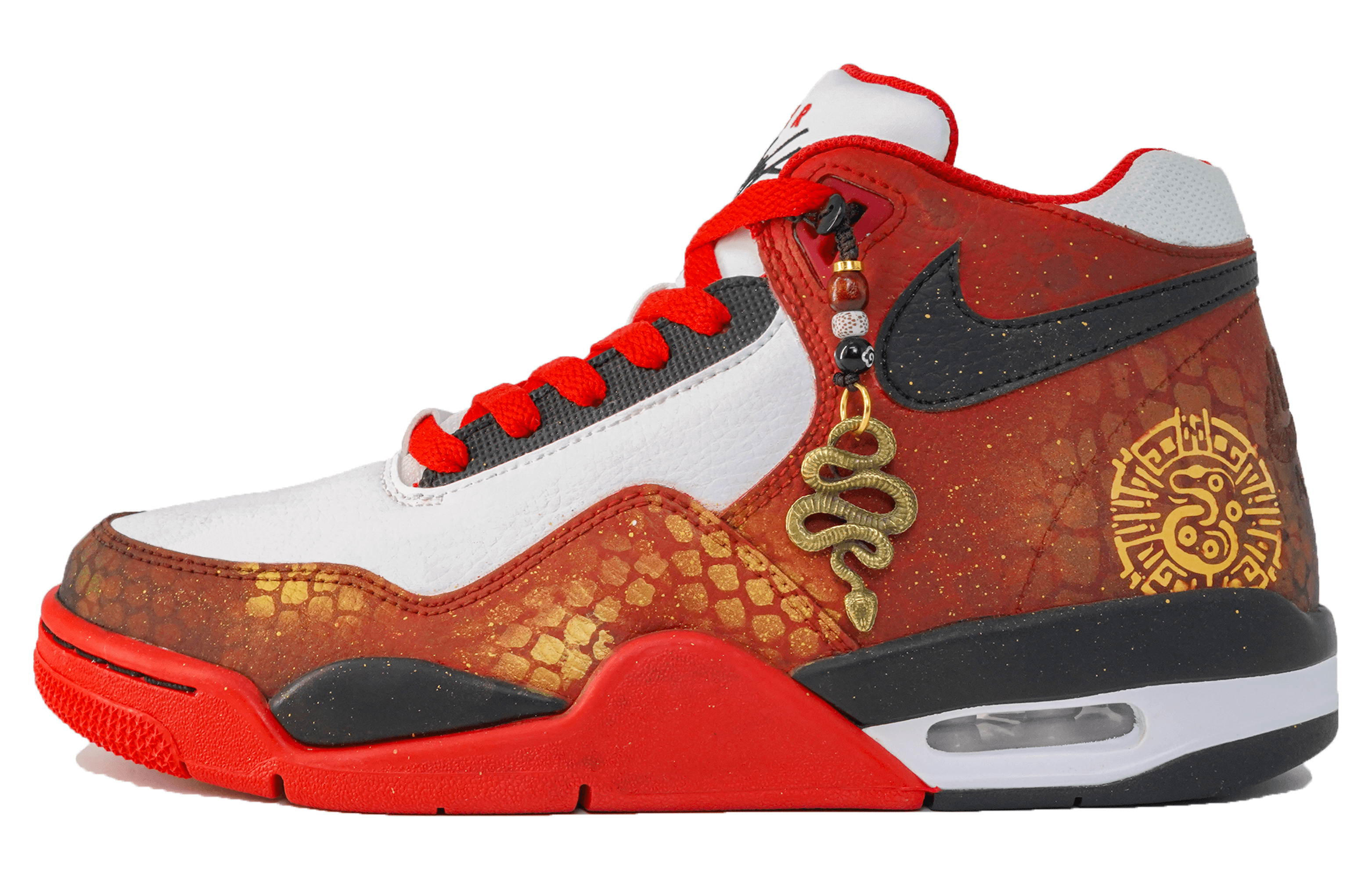 Nike Flight Legacy Slip Resistant Mid top Vintage Basketball Shoes Unisex Red White