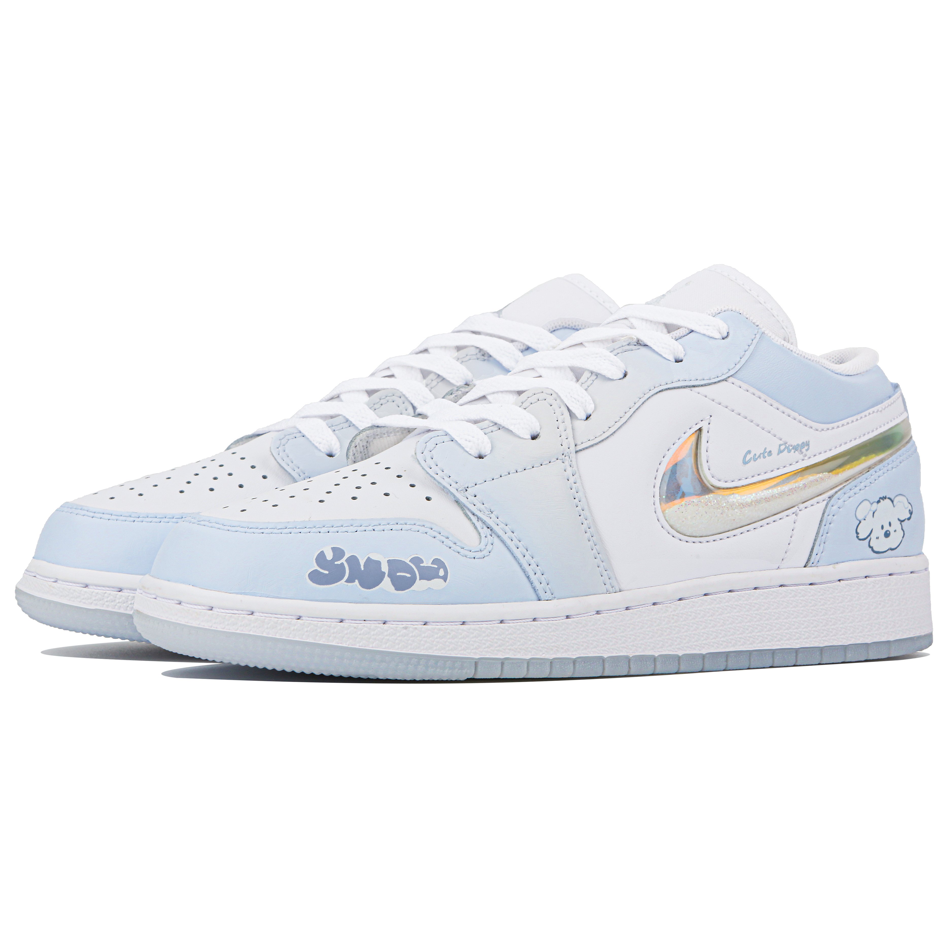Jordan Air Jordan 1 Low top Vintage Basketball Shoes GS White Blue