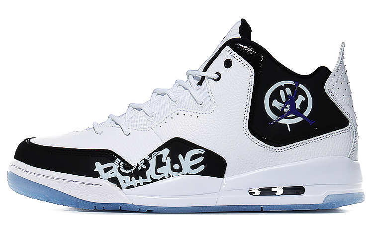Jordan Courtside 23 Slip Resistant Abrasion Resistant Mid top Vintage Basketball Shoes Men’s Black White