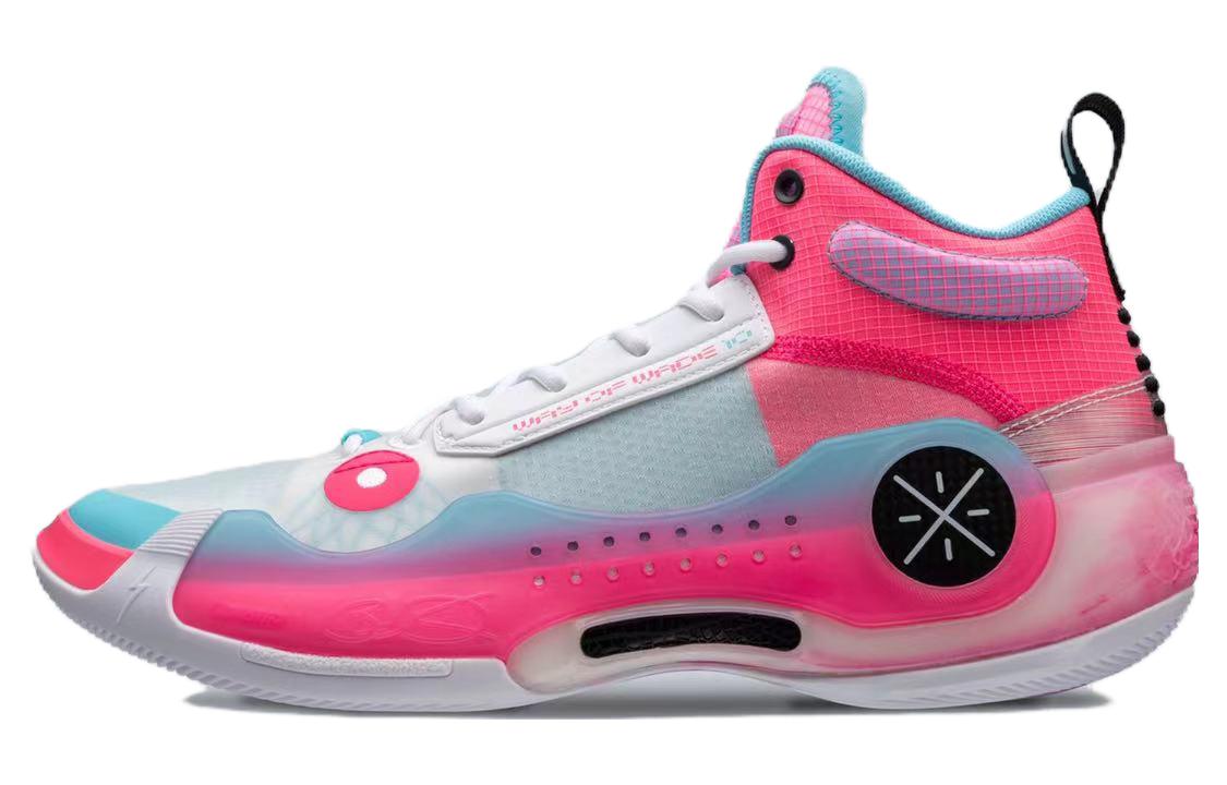 LiNing WOW 10 South Coast Comfortable Shock Absorbing Anti-Slip Mid-top Basketball Shoes Men's Pink White