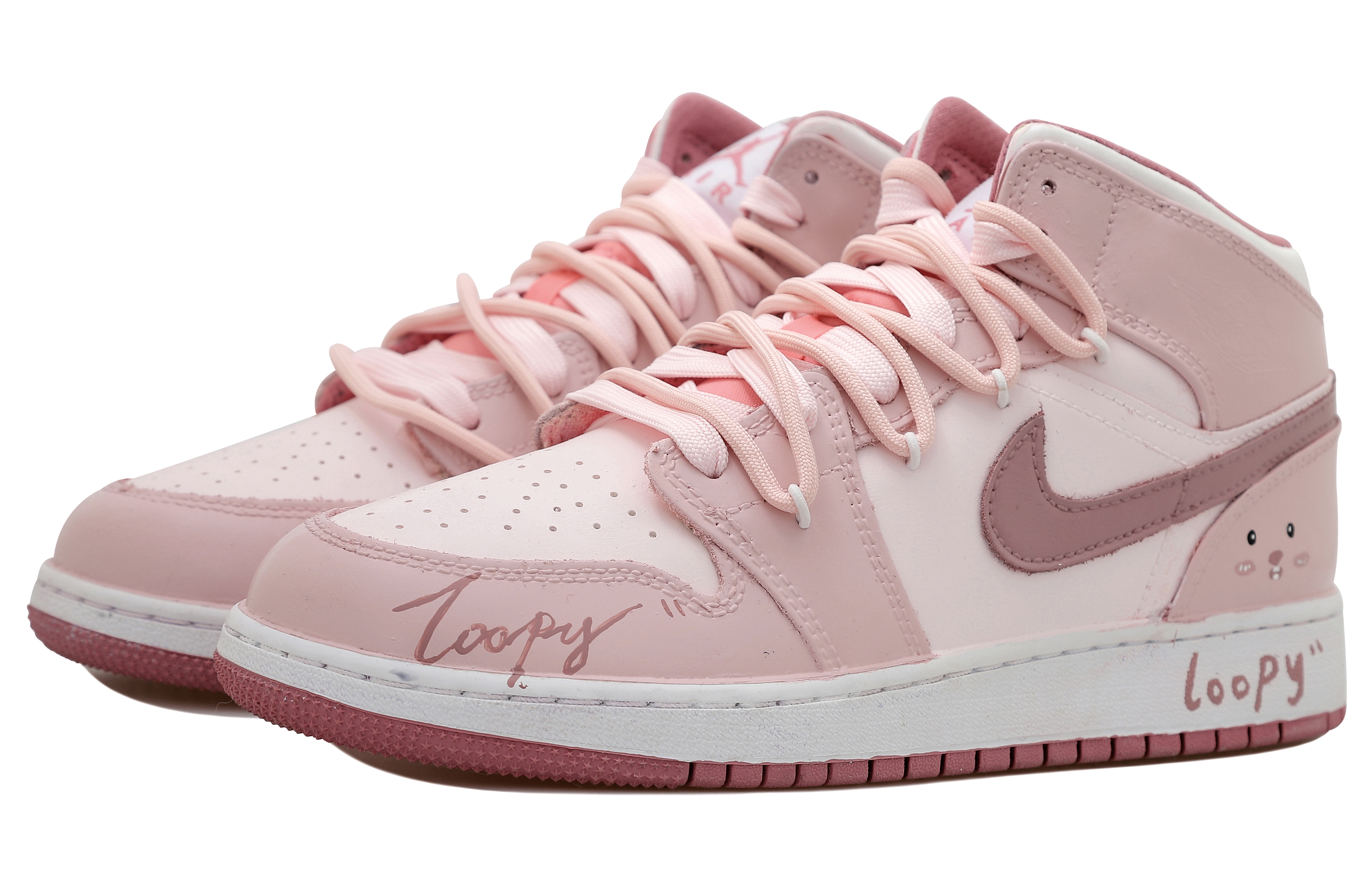 Jordan Air Jordan 1 Mid OKHR High top Vintage Basketball Shoes GS Pink