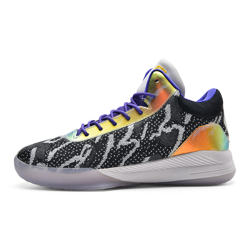 IVERSON Slip Resistant Abrasion Resistant Low top Basketball Shoes Black Purple Light Gray