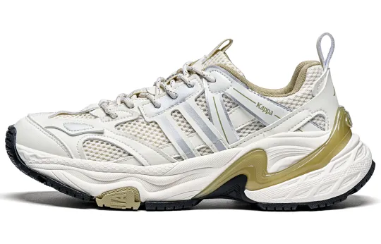 Kappa Augustus Slip Resistant, Abrasion Resistant, Breathable Low top Chunky Sneakers Unisex White Silver