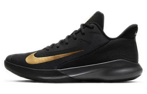 Nike Precision 4 comfortable and versatile shock-absorbing and non-slip low-top basketball shoes men's black gold