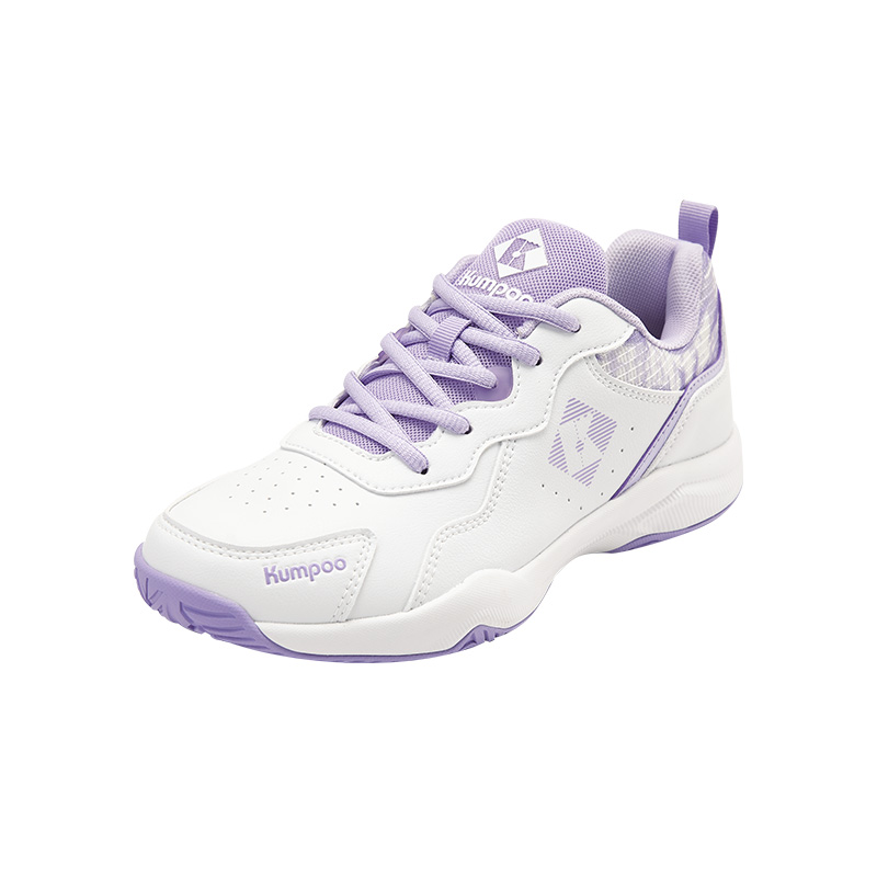 KUMPOO Cushioning Slip Resistant Support Low top Badminton Shoes Unisex White Purple