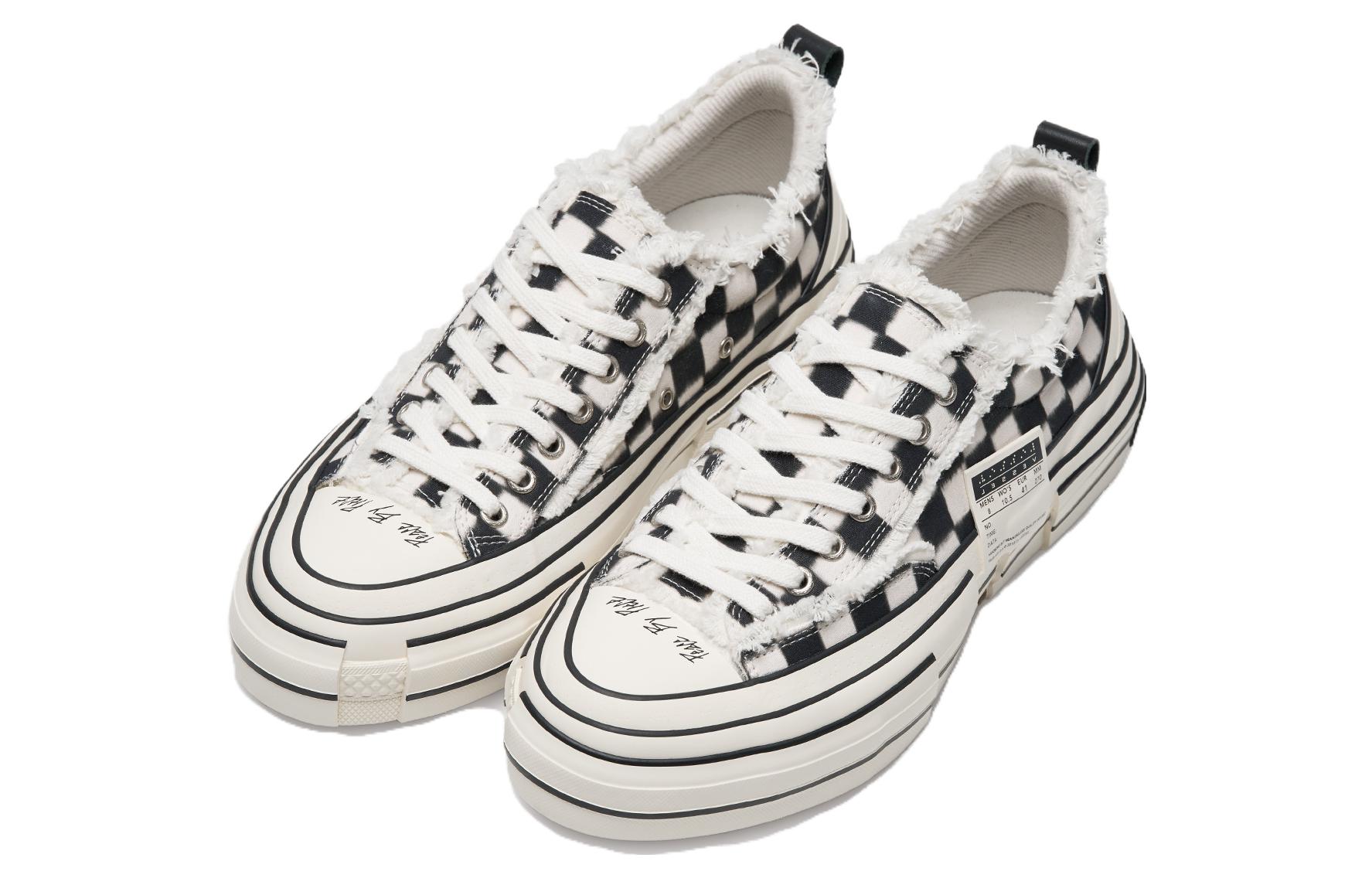 XVESSEL G.O.P. LOWS PIXEL Slip Resistant Abrasion Resistant Low top Canvas Shoes Unisex Black White