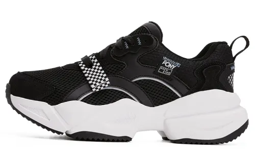 Pony Cushioning Slip Resistant Abrasion Resistant Low top Chunky Sneakers Unisex Black